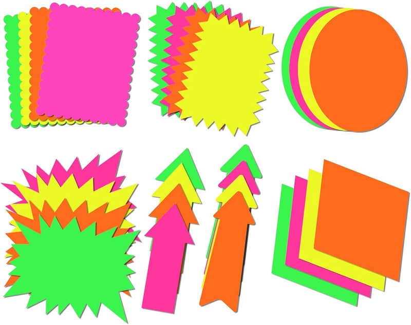 LinQuick Large 9.5x11.5in Neon Poster Board Cutouts,Burst Star Garage Sale Yard Sale Sign,Paper Signs for Science Fair Projects Decoration,School Presentation Supplies - Image 1